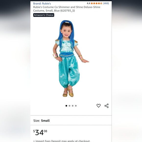 Kids Shimmer & Shine Blue and Gold Costume - NWT Size Small 4-6 - Picture 2 of 6